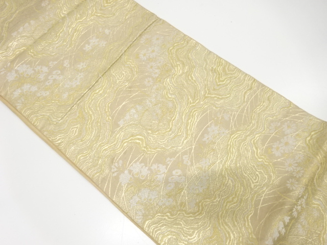 JAPANESE KIMONO / ANTIQUE FUKURO OBI / WOVEN MIST & FLOWERS